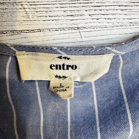 Entro ANTHRO Large blue embroidered floral tie Peasant blouse cottage coquette - Picture 7 of 8